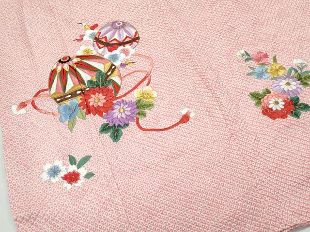 平和屋着物[]極上　七五三　女の子　7歳　祝着・袋帯セット　総絞り　総刺繍　花毬文　金糸　逸品　CZAA4842s6