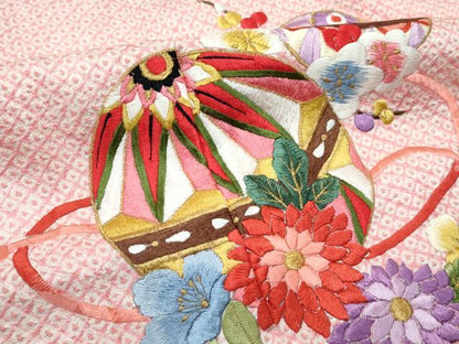 平和屋着物[]極上　七五三　女の子　7歳　祝着・袋帯セット　総絞り　総刺繍　花毬文　金糸　逸品　CZAA4842s6