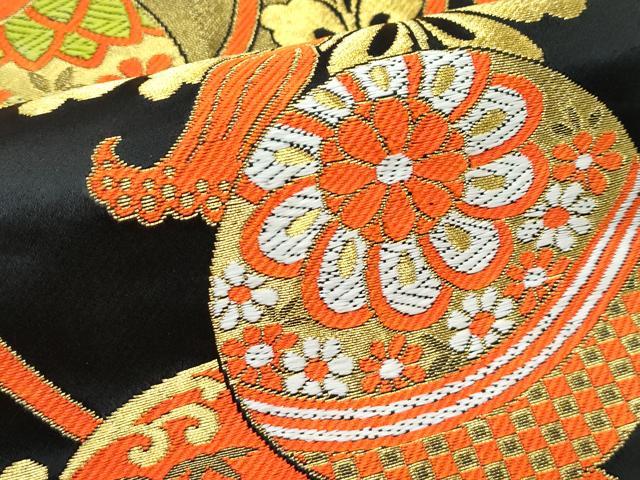 平和屋着物[]極上　七五三　女の子　7歳　祝着・袋帯セット　総絞り　駒刺繍　エ霞飛鶴文　金彩　逸品　CZAA4843s6