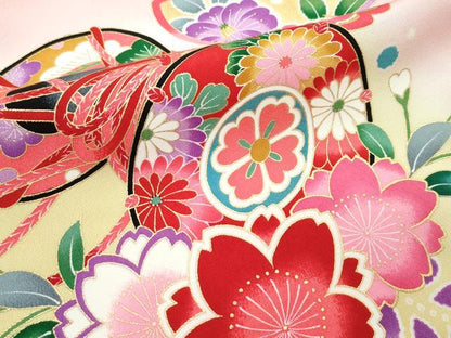 平和屋着物[]極上　女の子　祝着　産着　初着　のしめ　お宮詣り　鼓花毬文　暈し染め　金彩　逸品　CZAA4844s6