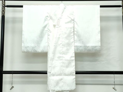 平和屋着物[]極上　男の子　祝着　産着　初着　のしめ　長襦袢セット　お宮詣り　遠山飛鶴松文　暈し染め　黒地　金彩　逸品　CZAA4845s6