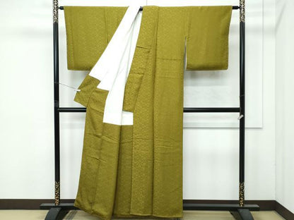 平和屋着物●極上　お召　色無地　梅幸茶色　花菱地紋　逸品　未使用　CZAA4849s6