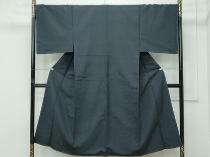 平和屋着物●極上　男性　紬　色無地　濃紺地　逸品　未使用　CZAA4853s6