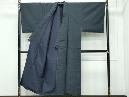 平和屋着物●極上　男性　紬　色無地　濃紺地　逸品　未使用　CZAA4853s6