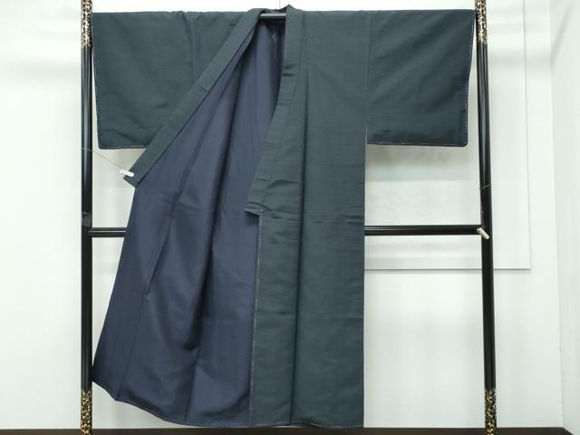 平和屋着物●極上　男性　紬　色無地　濃紺地　逸品　未使用　CZAA4853s6