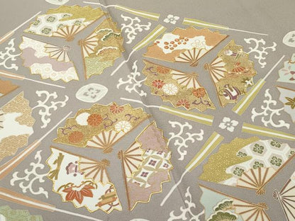 平和屋本店●極上　創業460年・千總　色留袖　駒刺繍　扇花菱文　金彩　生壁色地　逸品　CZAA5719s6