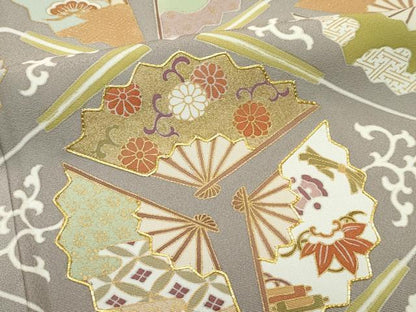 平和屋本店●極上　創業460年・千總　色留袖　駒刺繍　扇花菱文　金彩　生壁色地　逸品　CZAA5719s6
