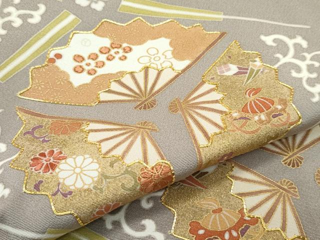 平和屋本店●極上　創業460年・千總　色留袖　駒刺繍　扇花菱文　金彩　生壁色地　逸品　CZAA5719s6