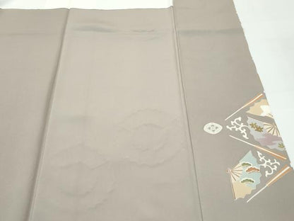 平和屋本店●極上　創業460年・千總　色留袖　駒刺繍　扇花菱文　金彩　生壁色地　逸品　CZAA5719s6