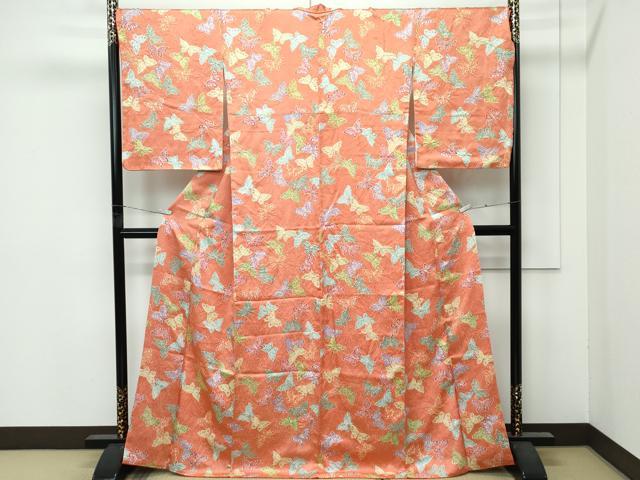 平和屋本店●極上　創業460年・千總　小紋　絞り　舞蝶文　金彩　そひ色地　大丸扱い　逸品　CZAA4856s6