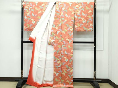 平和屋本店●極上　創業460年・千總　小紋　絞り　舞蝶文　金彩　そひ色地　大丸扱い　逸品　CZAA4856s6