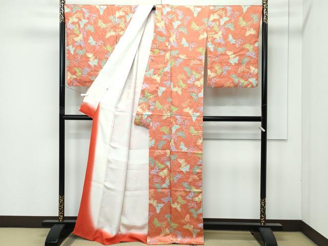 平和屋本店●極上　創業460年・千總　小紋　絞り　舞蝶文　金彩　そひ色地　大丸扱い　逸品　CZAA4856s6