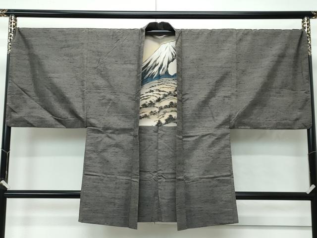 平和屋着物○極上 男性 紬 アンサンブル キングサイズ 霞文 逸品