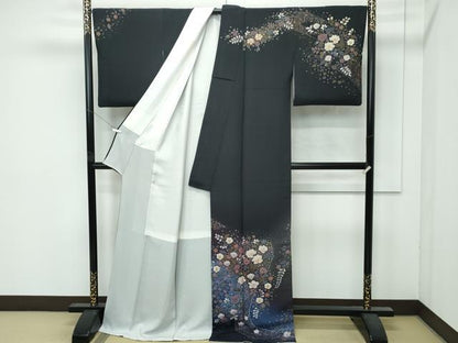 平和屋着物●極上　吉乃一廉　幻の辻が花　絞り　暈し染め　黒地　金彩　逸品　CZAA4865s6