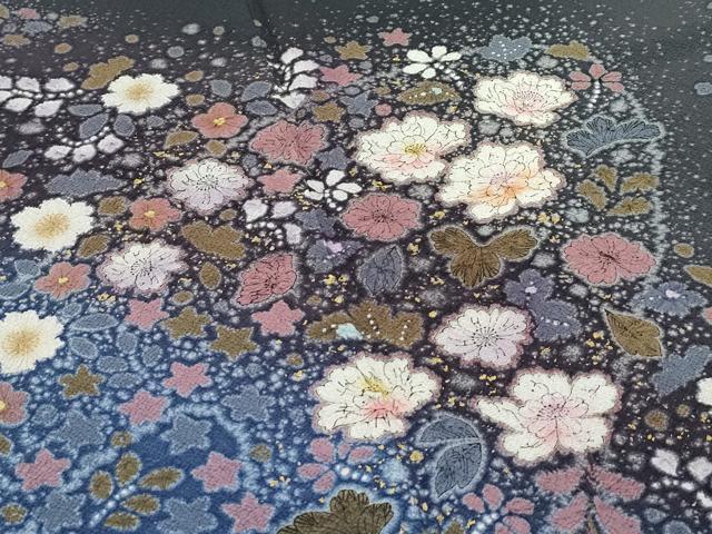 平和屋着物○極上 吉乃一廉 幻の辻が花 絞り 暈し染め 黒地