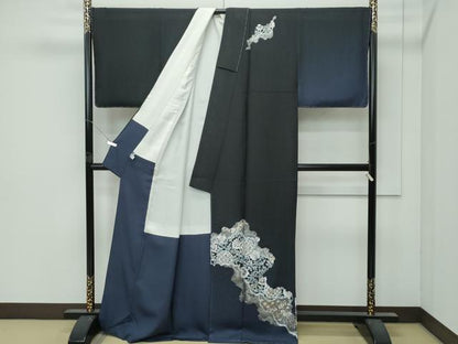 平和屋本店●極上　金彩友禅　卓越技能者・名工・和田光正　訪問着　道長草花文　黒地　金銀彩　逸品　未使用　CZAA4871s6