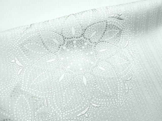 平和屋本店●極上　小紋　正倉院花文　銀彩　Peria e Argento　藍白色地　反端付き　逸品　未使用　CZAA4872s6