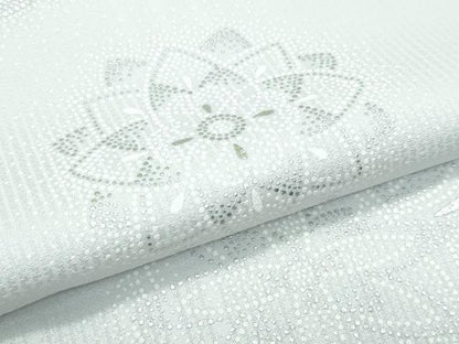 平和屋本店●極上　小紋　正倉院花文　銀彩　Peria e Argento　藍白色地　反端付き　逸品　未使用　CZAA4872s6