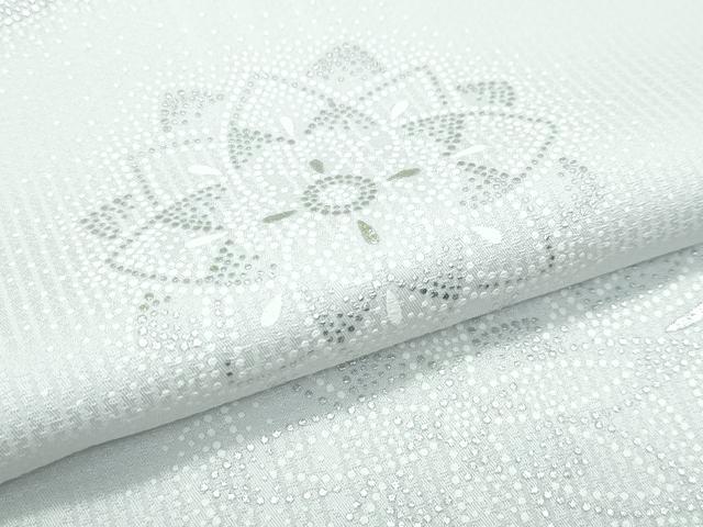 平和屋本店●極上　小紋　正倉院花文　銀彩　Peria e Argento　藍白色地　反端付き　逸品　未使用　CZAA4872s6