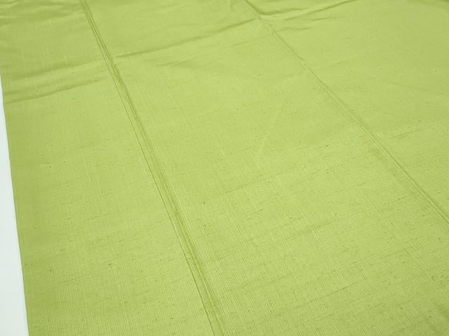 平和屋着物●極上　結城紬　アタカスシルク　色無地　抹茶色　証紙付き　逸品　CZAA4873s6