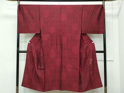 平和屋本店▽極上　男性　前田仁仙　仁仙更紗　お召　単衣　キングサイズ　花絵皿文　逸品　CZAA4874s6