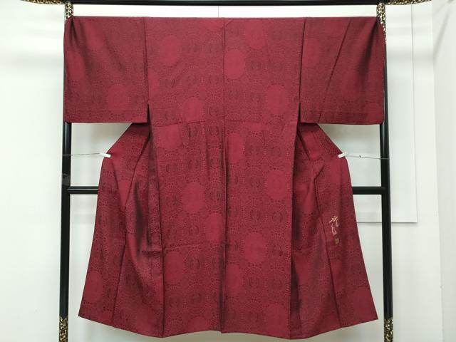 平和屋本店▽極上　男性　前田仁仙　仁仙更紗　お召　単衣　キングサイズ　花絵皿文　逸品　CZAA4874s6