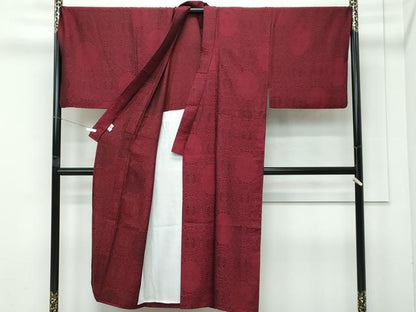 平和屋本店▽極上　男性　前田仁仙　仁仙更紗　お召　単衣　キングサイズ　花絵皿文　逸品　CZAA4874s6