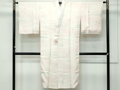 平和屋本店●極上 訪問着・長襦袢セット 駒刺繍 松竹梅文箱花文 暈し染め 金彩 丁子色地 逸品 CZAA4878s6