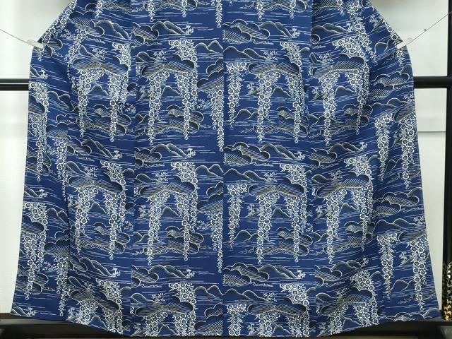 平和屋本店●極上　浦野理一　型染　付下げ小紋　遠山花松文　鬼しぼ縮緬　逸品　未使用　CZAA4879s6