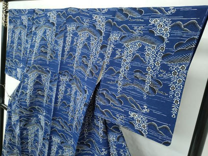 平和屋本店●極上　浦野理一　型染　付下げ小紋　遠山花松文　鬼しぼ縮緬　逸品　未使用　CZAA4879s6