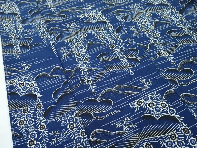 平和屋本店●極上　浦野理一　型染　付下げ小紋　遠山花松文　鬼しぼ縮緬　逸品　未使用　CZAA4879s6