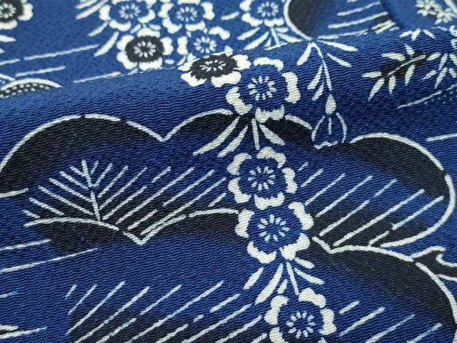 平和屋本店●極上　浦野理一　型染　付下げ小紋　遠山花松文　鬼しぼ縮緬　逸品　未使用　CZAA4879s6