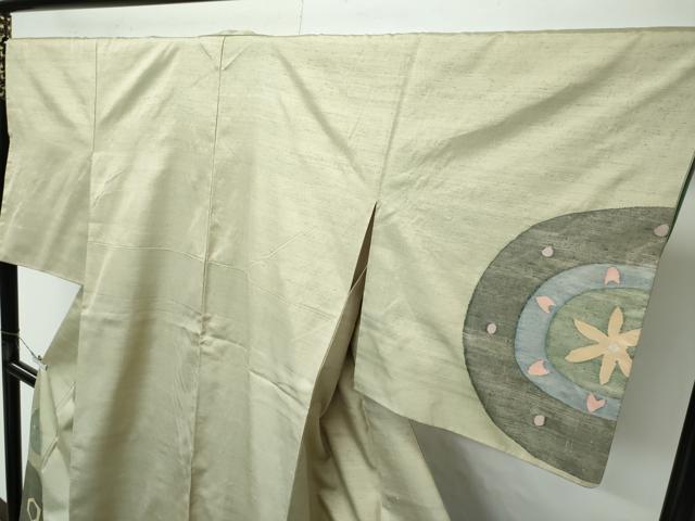 平和屋着物●極上　能州紬　絲藝苑　上島洋山　訪問着　幾何学文様　金銀糸　逸品　CZAA4880s6