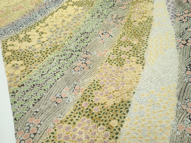 平和屋本店●極上　訪問着　絞り　中国三大刺繍　相良刺繍　草花文　銀通し地　逸品　CZAA4881s6