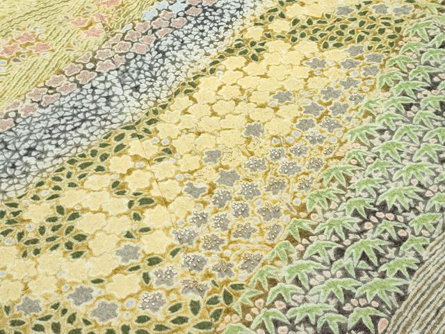 平和屋本店●極上　訪問着　絞り　中国三大刺繍　相良刺繍　草花文　銀通し地　逸品　CZAA4881s6
