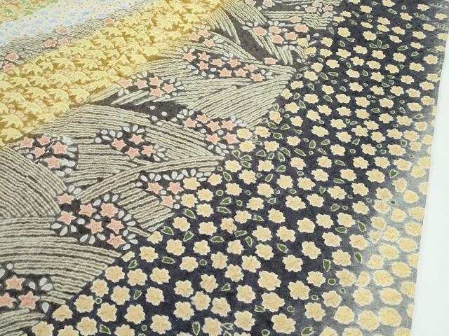 平和屋本店●極上　訪問着　絞り　中国三大刺繍　相良刺繍　草花文　銀通し地　逸品　CZAA4881s6