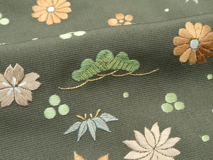 平和屋本店●極上　京都老舗銘店・に志田　色留袖　総刺繍　松竹梅花文　金糸　藍媚茶色地　たとう紙付き　逸品　CZAA4882s6