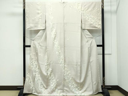平和屋着物●極上　訪問着　草花文　金彩　亜麻色地　逸品　未使用　CZAA4884s6