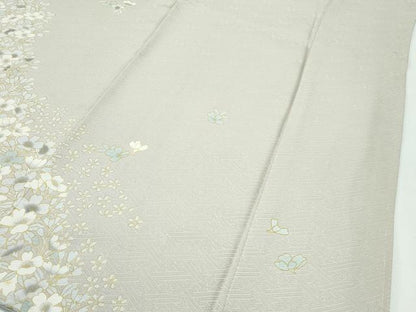 平和屋着物●極上　訪問着　草花文　金彩　亜麻色地　逸品　未使用　CZAA4884s6