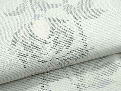 平和屋着物●極上　本場大島紬　白大島　白泥染　草花文　ほていや　株式会社大山謹製　証紙付き　逸品　未使用　CZAA4885s6