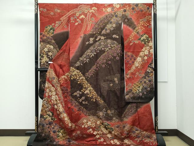 平和屋着物●極上　振袖　辻が花　絞り　暈し染め　金通し地　逸品　CZAA4889s6
