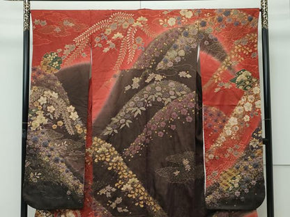 平和屋着物●極上　振袖　辻が花　絞り　暈し染め　金通し地　逸品　CZAA4889s6
