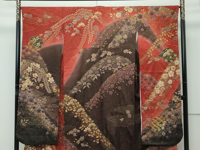 平和屋着物●極上　振袖　辻が花　絞り　暈し染め　金通し地　逸品　CZAA4889s6