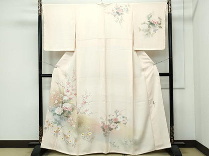 平和屋着物●極上　京友禅の第一人者　松井青々　訪問着　草花文　暈し染め　金彩　香色地　逸品　未使用　CZAA4890s6