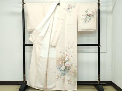 平和屋着物●極上　京友禅の第一人者　松井青々　訪問着　草花文　暈し染め　金彩　香色地　逸品　未使用　CZAA4890s6