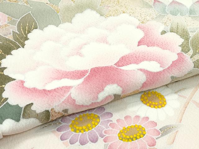 平和屋着物●極上　京友禅の第一人者　松井青々　訪問着　草花文　暈し染め　金彩　香色地　逸品　未使用　CZAA4890s6
