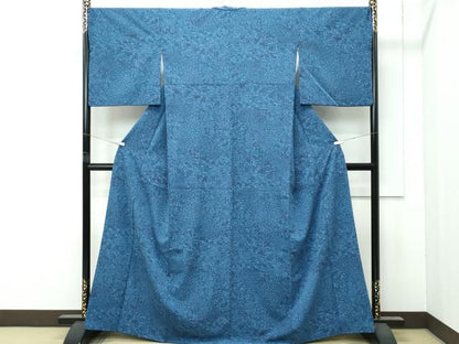 平和屋着物●極上　洗える最高級着物　＜英＞はなぶさ謹製　小紋　型染め　草花文　逸品　CZAA4891s6