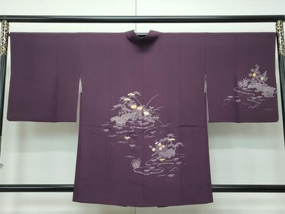 平和屋本店＃極上　創業460年・千總　羽織　刺繍　御所解文　似せ紫色地　羽織紐付き　逸品　CZAA4893s6