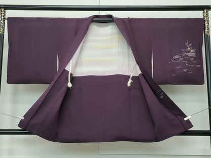 平和屋本店＃極上　創業460年・千總　羽織　刺繍　御所解文　似せ紫色地　羽織紐付き　逸品　CZAA4893s6
