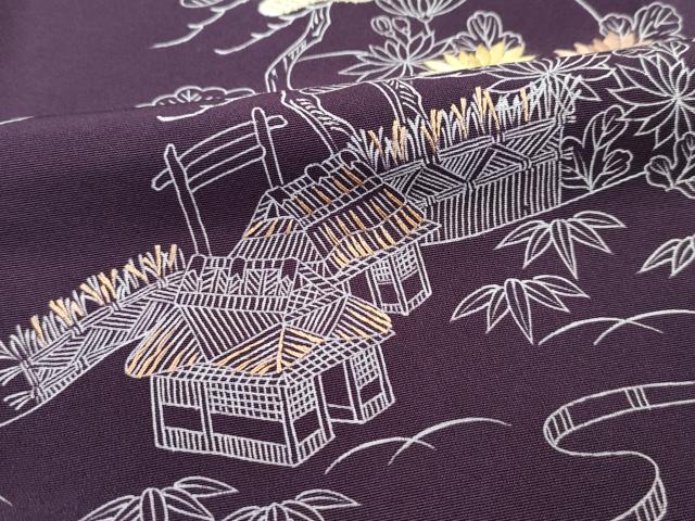平和屋本店＃極上　創業460年・千總　羽織　刺繍　御所解文　似せ紫色地　羽織紐付き　逸品　CZAA4893s6